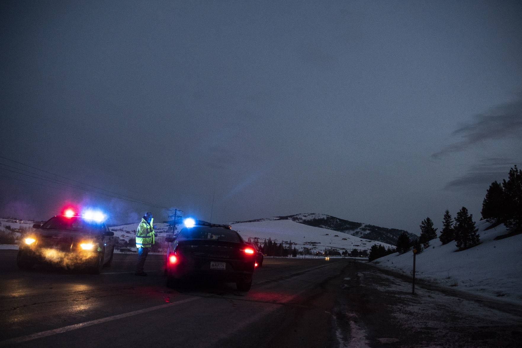 Roadblock on Highway 93
